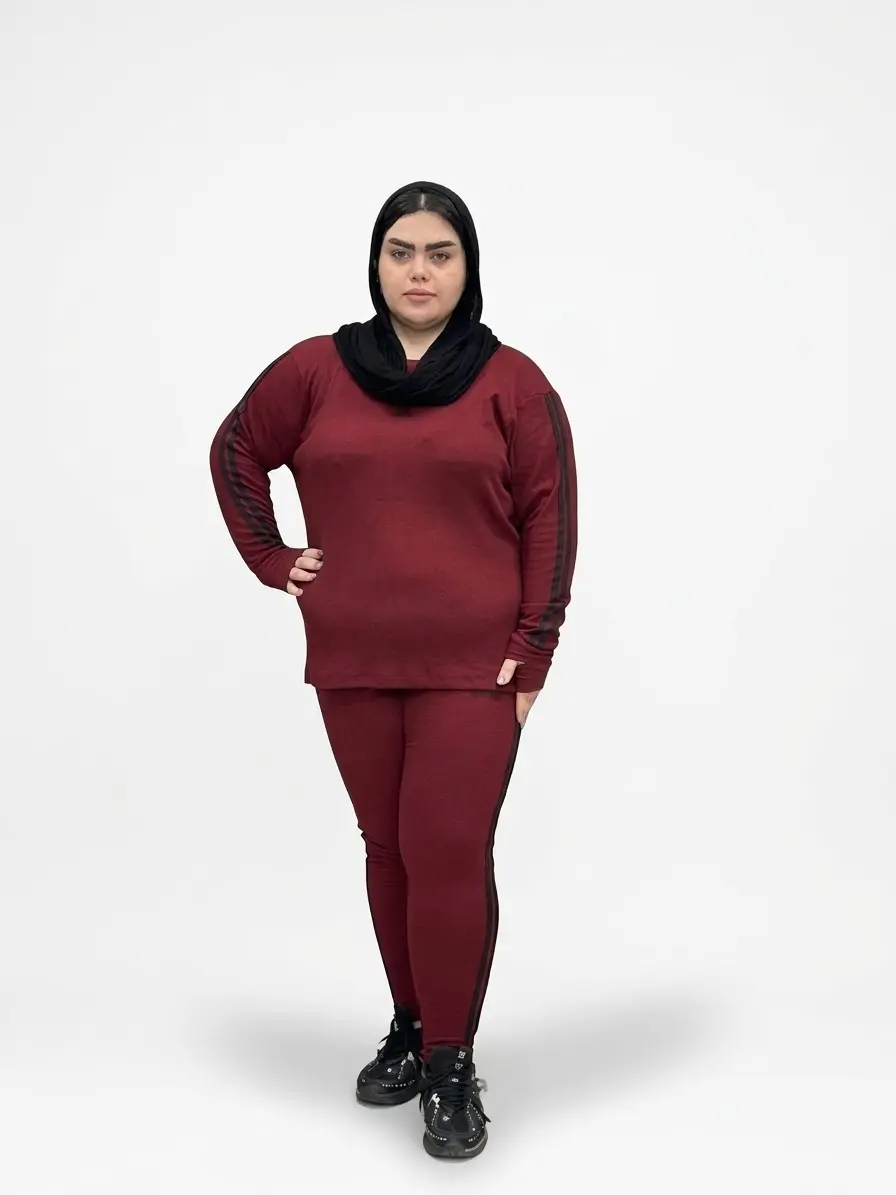 ست بلوز و شلوار سایز بزرگ زنانه طرح آدیداس دو مغزی کش